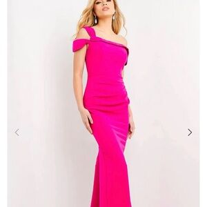 Jovani Emerald Off-Shoulder Dress